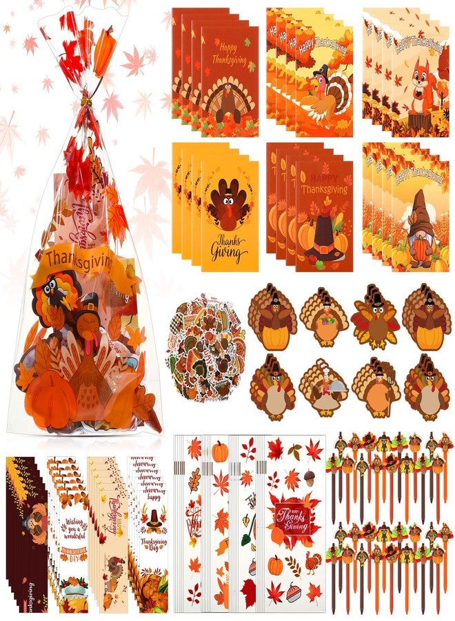 Saypacck 194 Pcs Thanksgiving School Stationery Set Friendsgiving Fall Pumpkin Party Favors Goodie Bag Stuffers Thanksgiving Day Classroom Gift Prizes for Students Harvest Sticky Notes Notebook Pens - Image 1